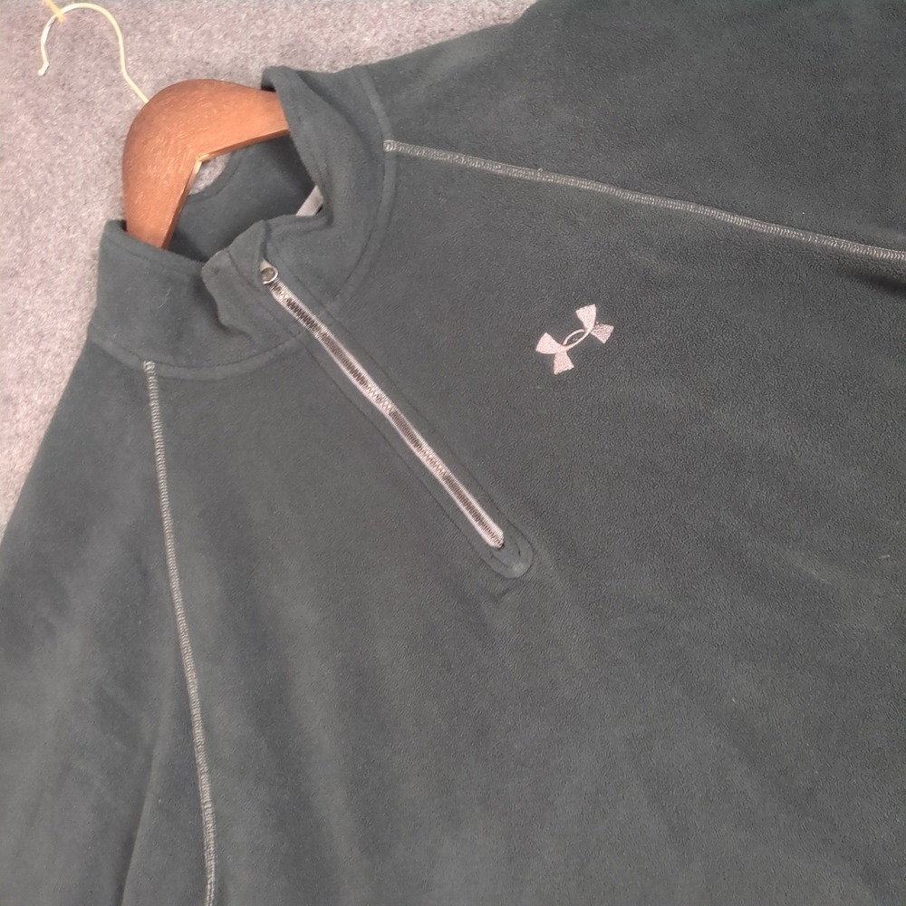 Under Armour Mens Fleece Pullover 1/4 Zip Dark Green Loose Fit Size Large LG